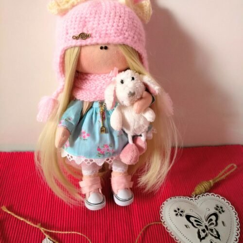 Χειροποίητη κούκλα διακόσμησης ροζ