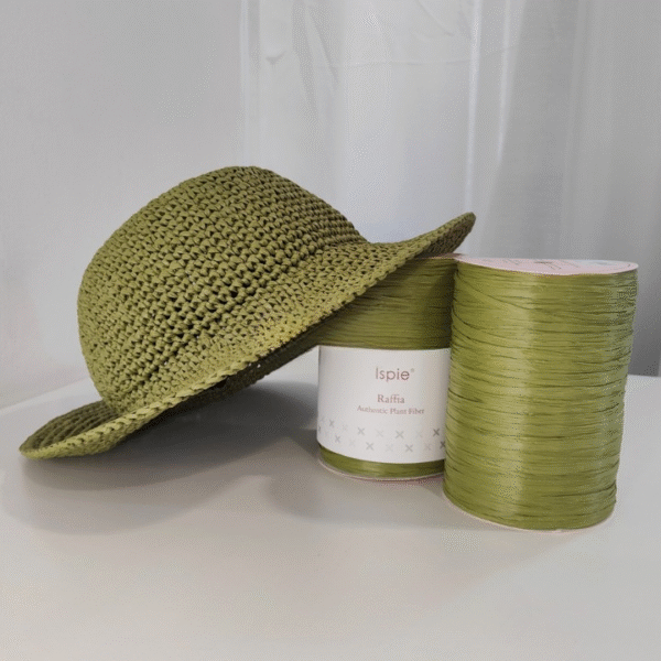Χειροποίητο καπέλο από ραφία πράσινο