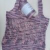 Χειροποίητη τσάντα από ραφία, λιλά–ροζ συνδυασμός με διάτρητο σχέδιο