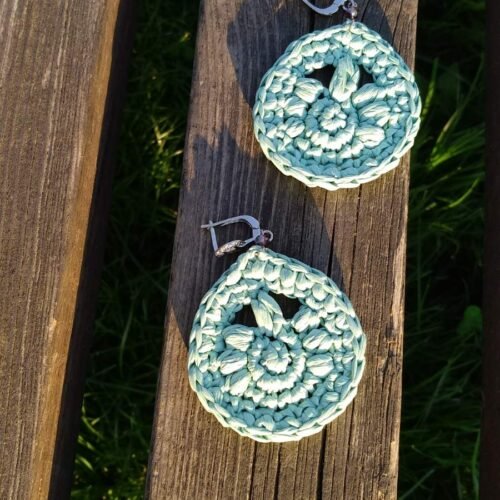 Χειροποίητα σκουλαρίκια από ραφία ηλεκτρ μπλε