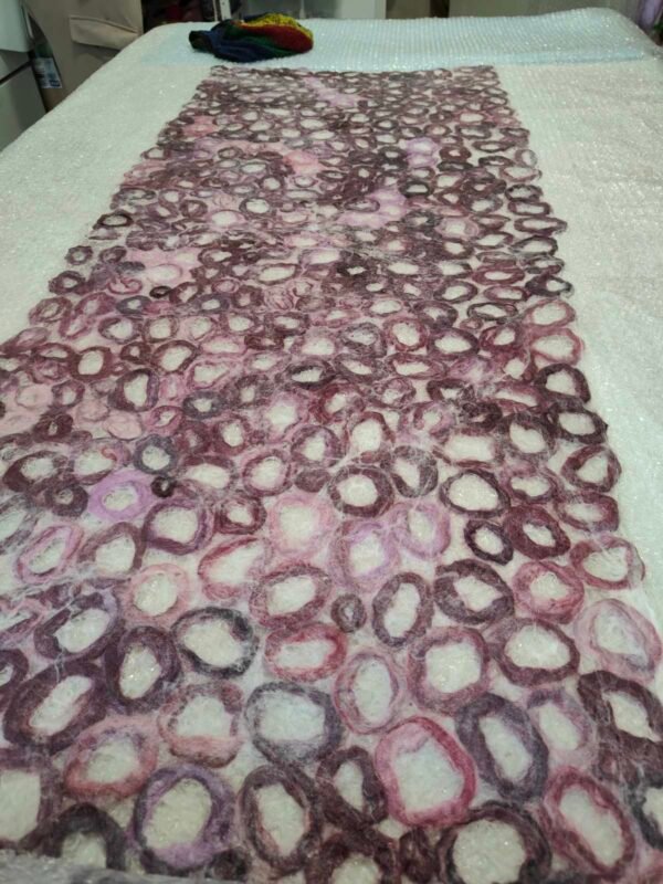 Χειροποίητο μάλλινο κασκόλ (felt) ροζ