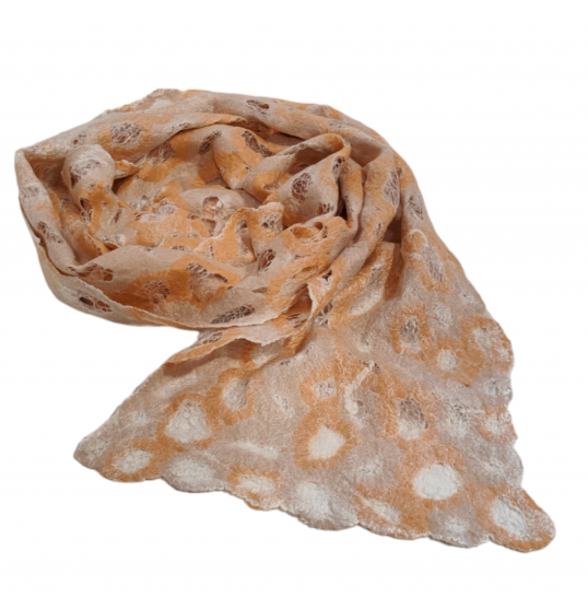 Χειροποίητο μάλλινο κασκόλ (felt) μπεζ